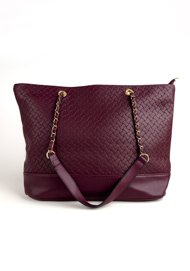 MAROON DECORATIVE CHAIN HAND BAG